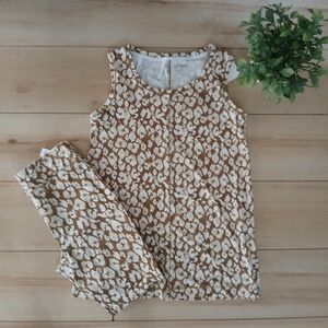 NWT Brown and White Leopard Print Sleeveless Top and Leggings Set Medium